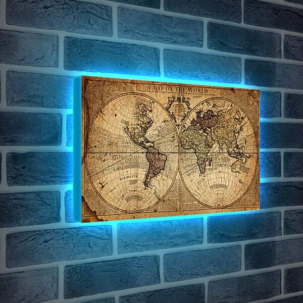 Лайтбокс световая панель - Историческая географическая карта мира