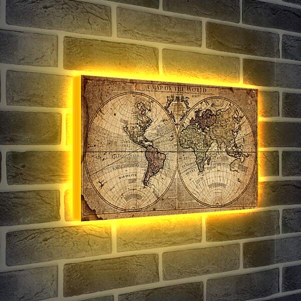 Лайтбокс световая панель - Историческая географическая карта мира