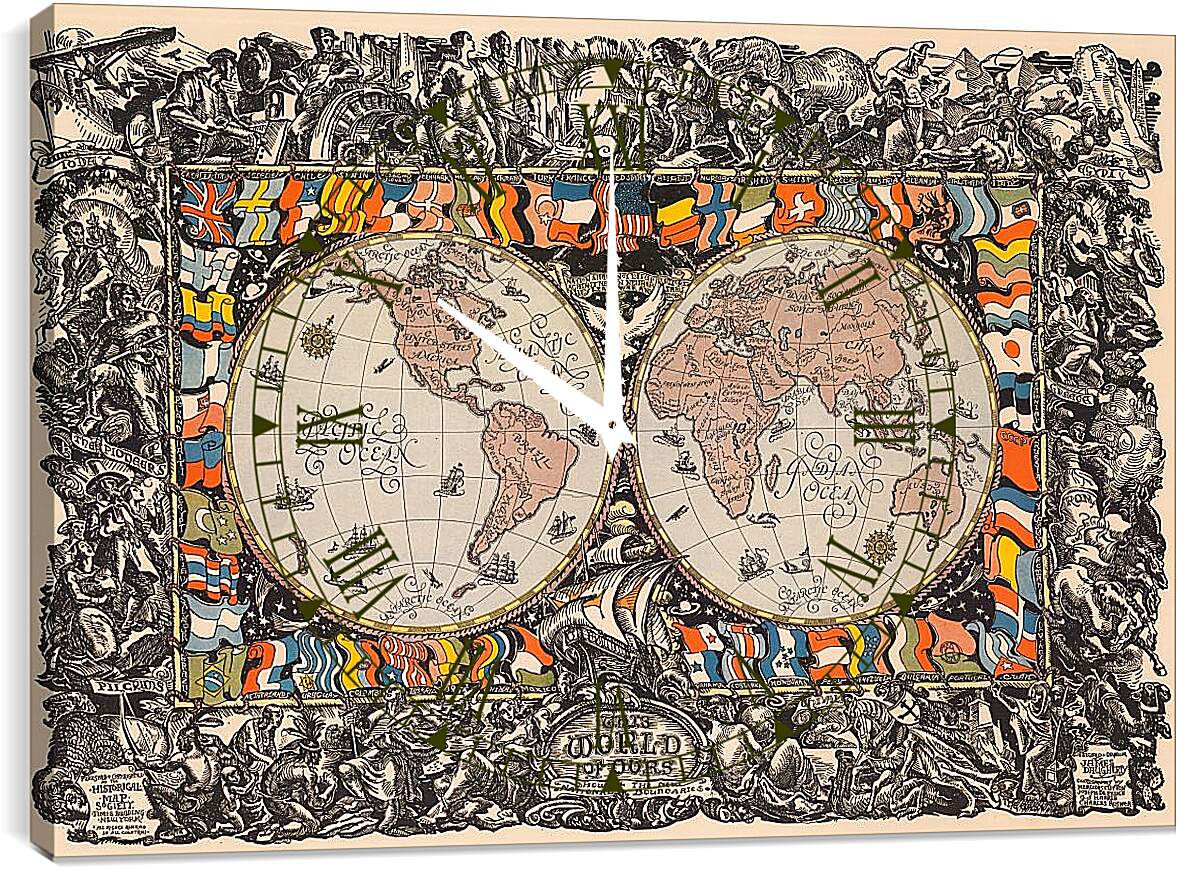 Часы картина - Историческая карта
