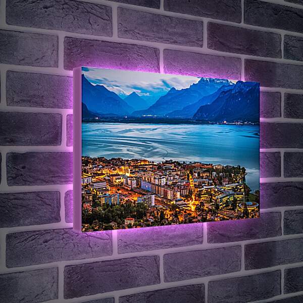 Лайтбокс световая панель - Город на озере