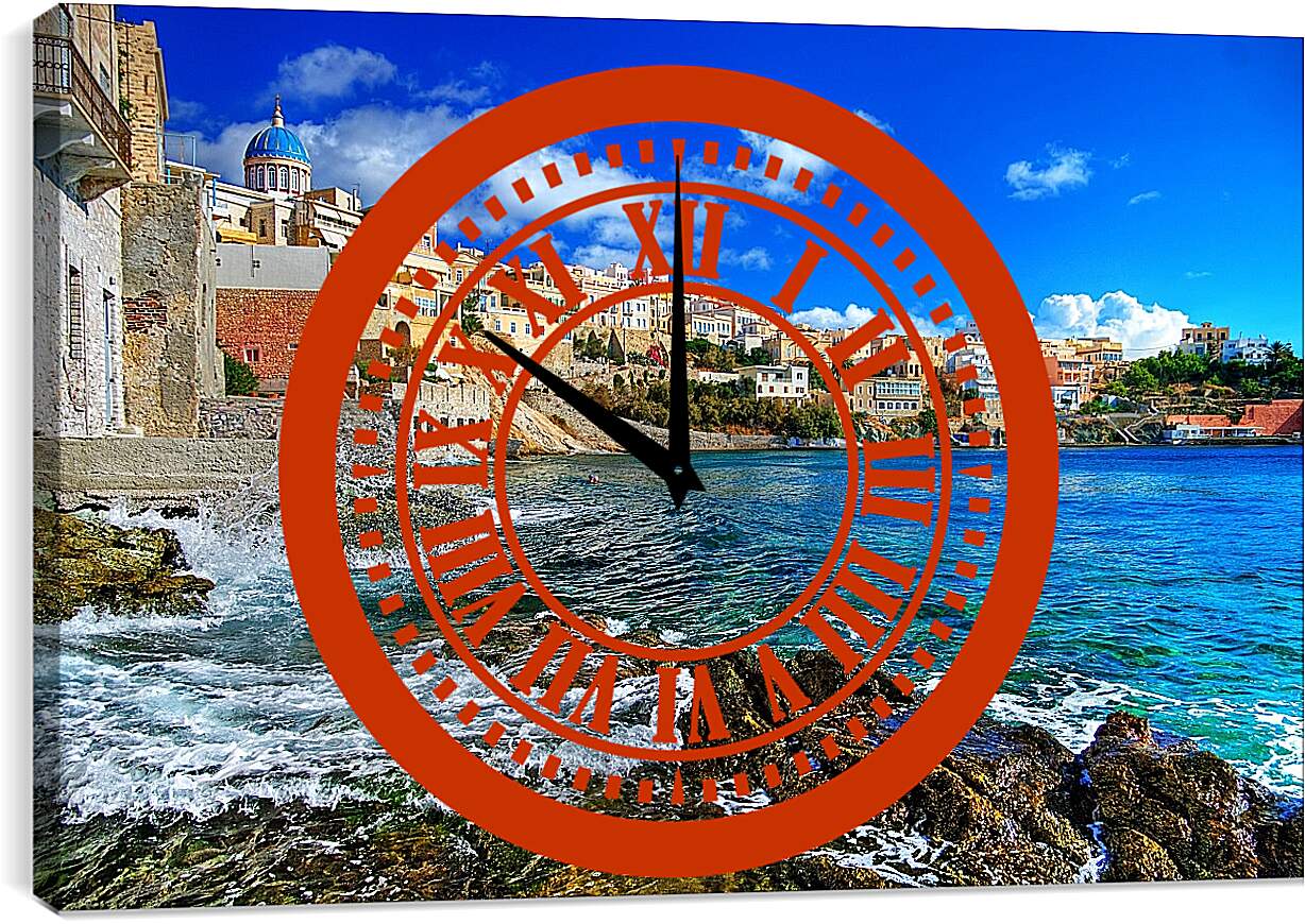 Часы картина - Греческий город