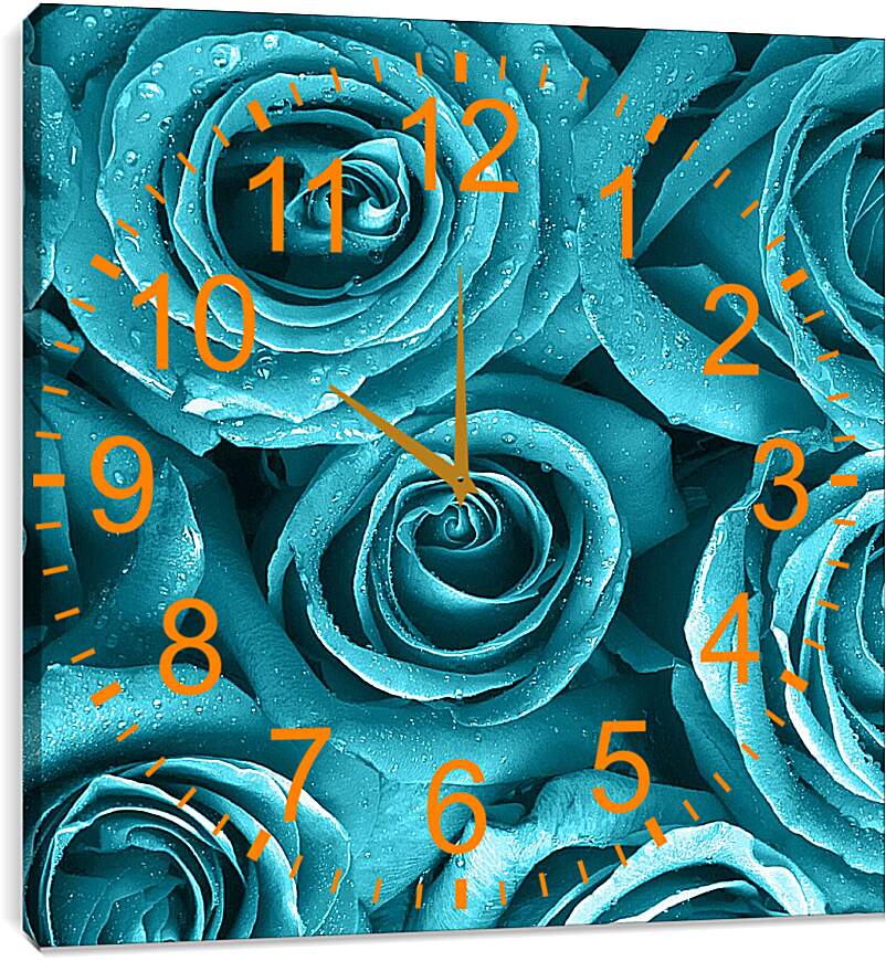 Часы картина - Голубые розы