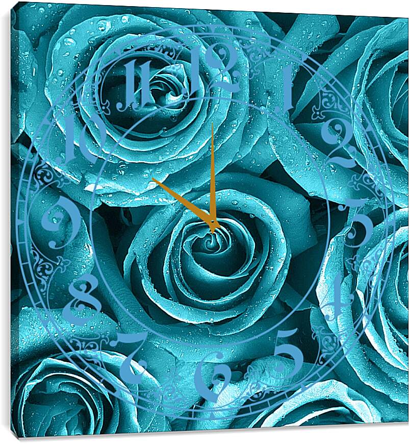 Часы картина - Голубые розы