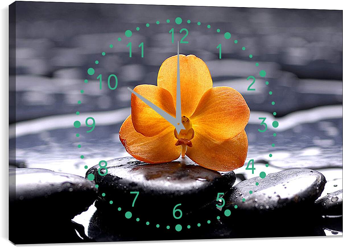 Часы картина - Жёлтая орхидея