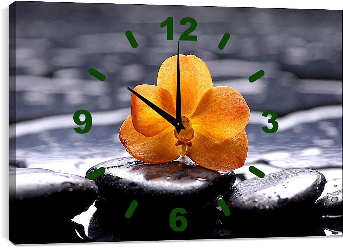 Часы картина - Жёлтая орхидея