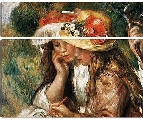 Модульная картина - Two girls reading in a garden. Пьер Огюст Ренуар