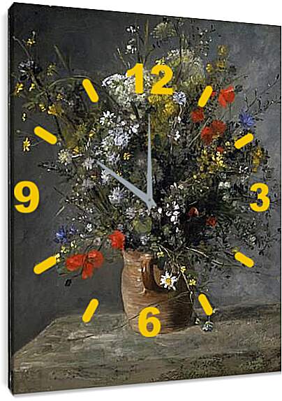 Часы картина - Цветы в вазе. Пьер Огюст Ренуар