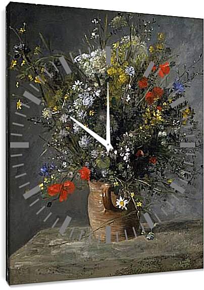 Часы картина - Цветы в вазе. Пьер Огюст Ренуар