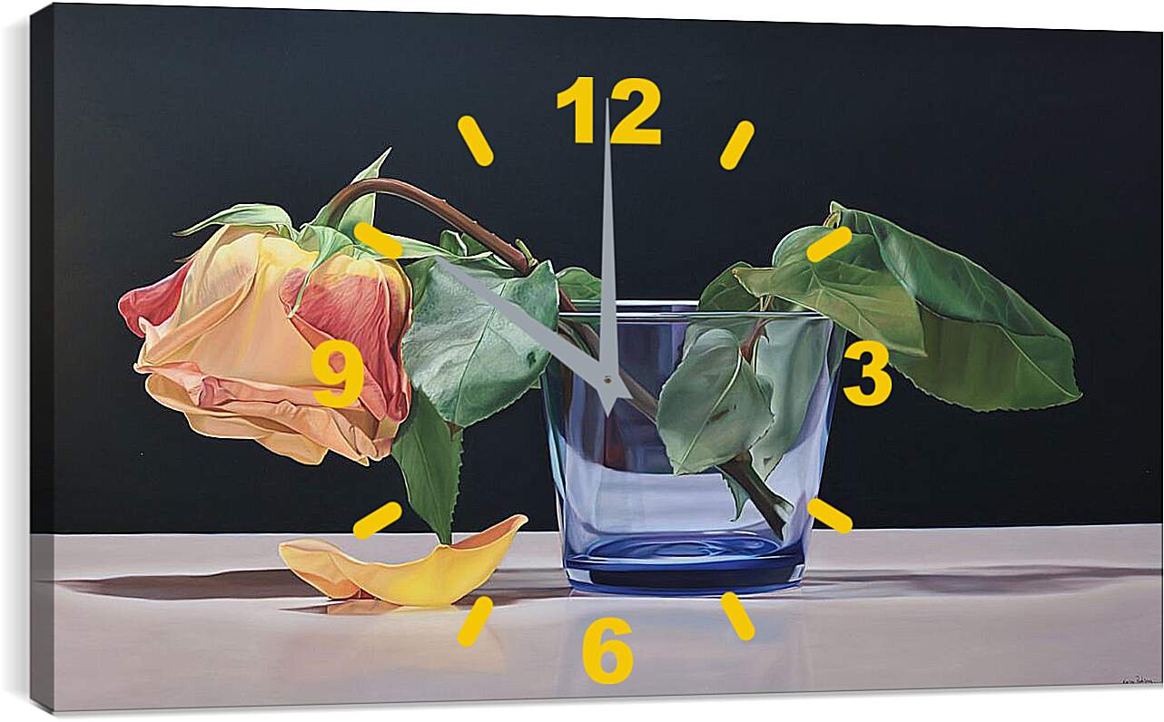Часы картина - Роза в стакане