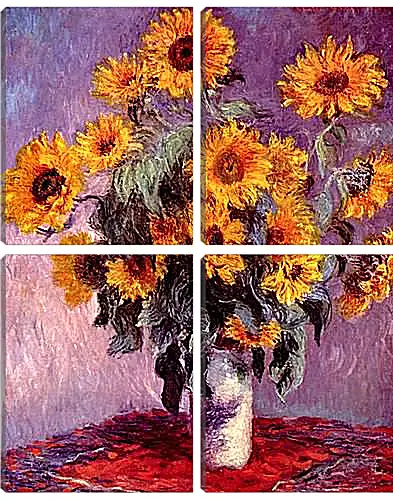 Модульная картина - Still-Life with Sunflowers (0). Клод Моне