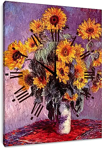 Часы картина - Still-Life with Sunflowers (0). Клод Моне