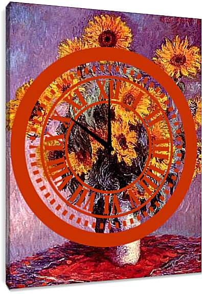 Часы картина - Still-Life with Sunflowers (0). Клод Моне
