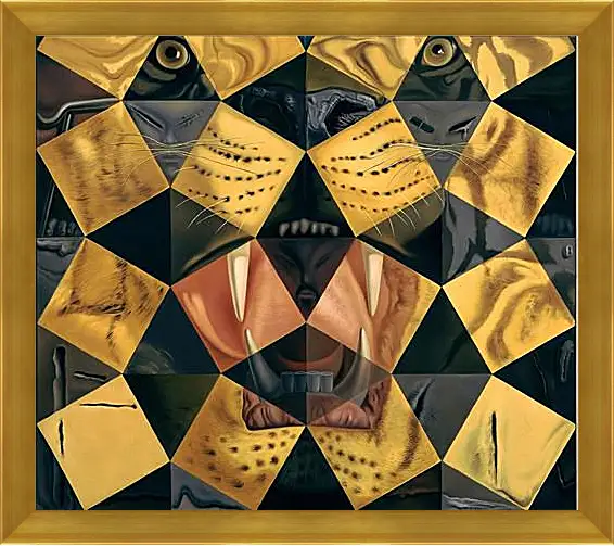 Картина в раме - Fifty Abstract Paintings, from Two Yards Change into Three Lenins Masquerading as Chinese, from Six Yards Appear as the Head of Royal Bengal Tiger. (Пятьдесят абстрактных картин, складывающихся на расстоянии два метра в три портрета Ленина в виде китайца,