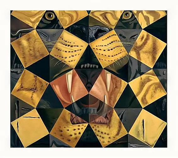 Картина в раме - Fifty Abstract Paintings, from Two Yards Change into Three Lenins Masquerading as Chinese, from Six Yards Appear as the Head of Royal Bengal Tiger. (Пятьдесят абстрактных картин, складывающихся на расстоянии два метра в три портрета Ленина в виде китайца,