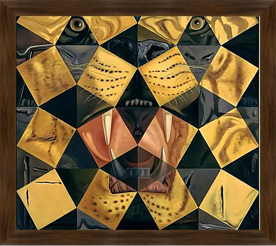 Картина в раме - Fifty Abstract Paintings, from Two Yards Change into Three Lenins Masquerading as Chinese, from Six Yards Appear as the Head of Royal Bengal Tiger. (Пятьдесят абстрактных картин, складывающихся на расстоянии два метра в три портрета Ленина в виде китайца,