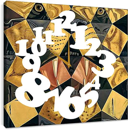 Часы картина - Fifty Abstract Paintings, from Two Yards Change into Three Lenins Masquerading as Chinese, from Six Yards Appear as the Head of Royal Bengal Tiger. (Пятьдесят абстрактных картин, складывающихся на расстоянии два метра в три портрета Ленина в виде китайца,