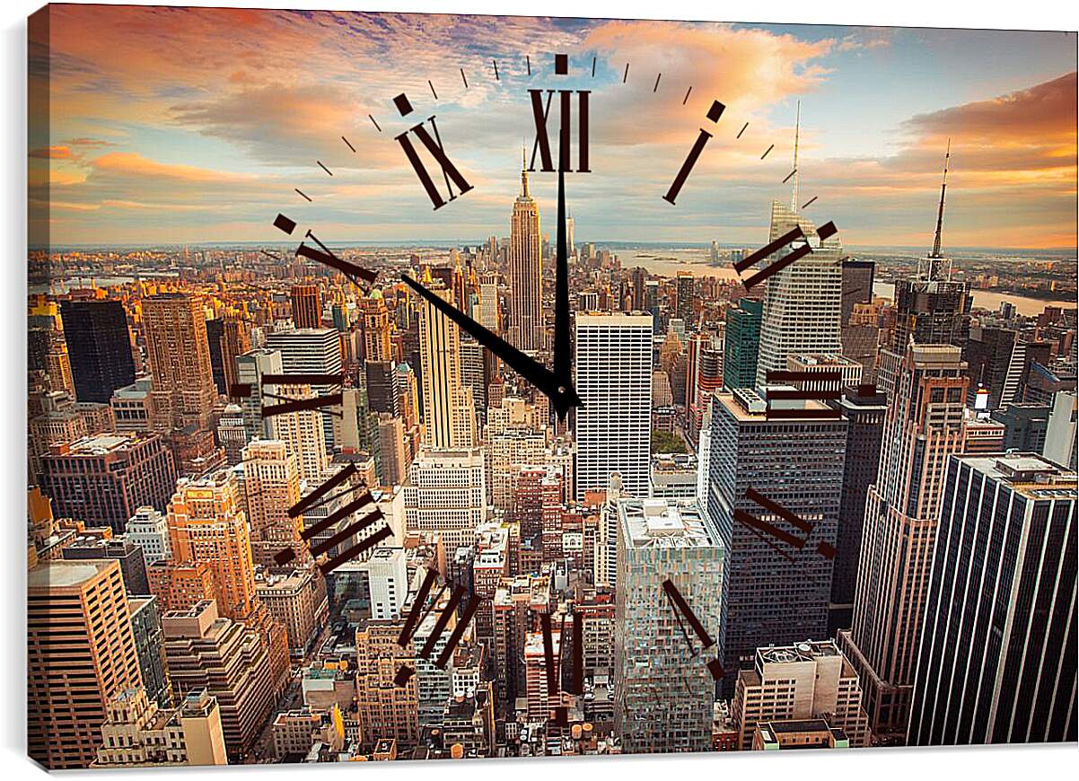 Часы картина - Утро мегаполиса