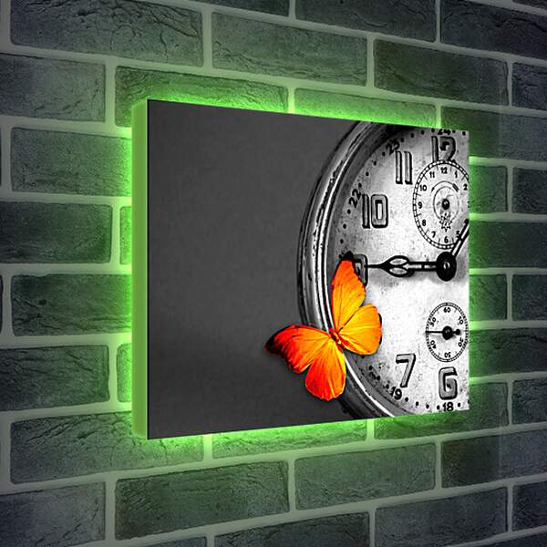 Лайтбокс световая панель - Часы и бабочка