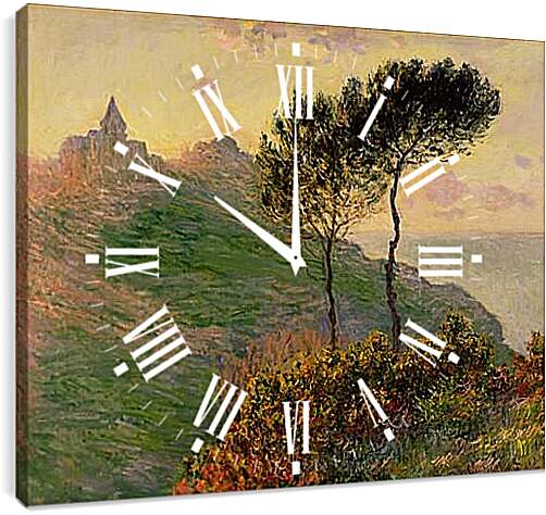 Часы картина - церковь в варенгвиле. Клод Моне
