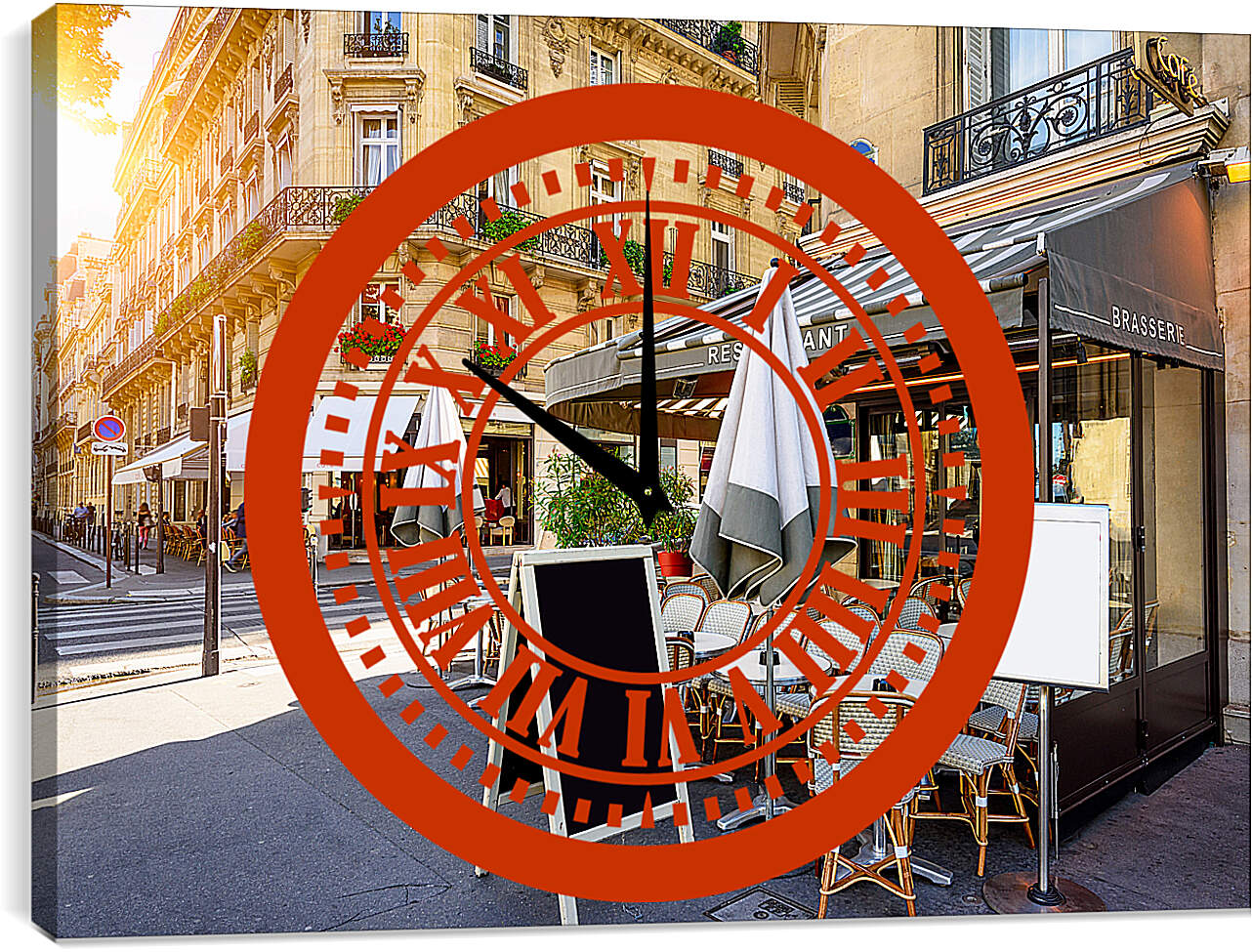 Часы картина - Кафе на улице Парижа