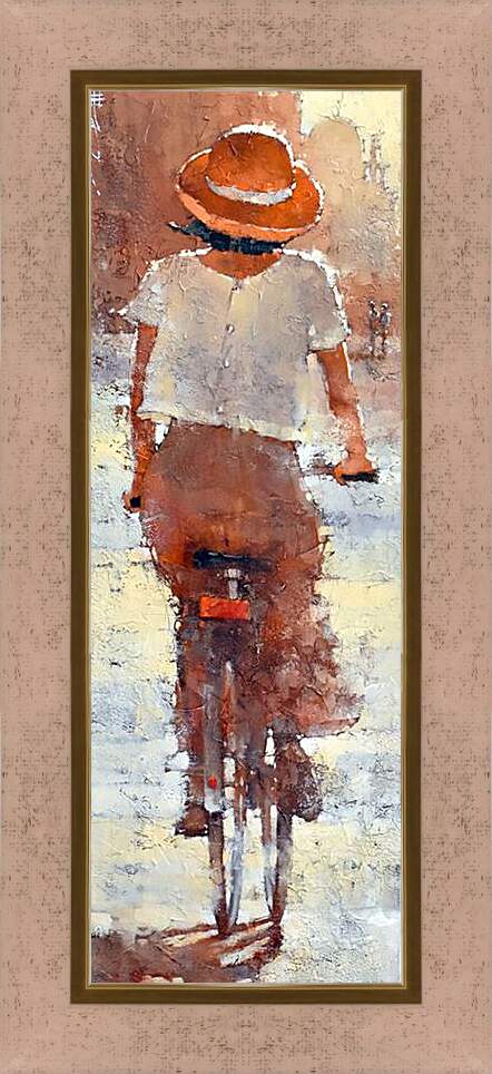 Картина в раме - Девушка на велосипеде