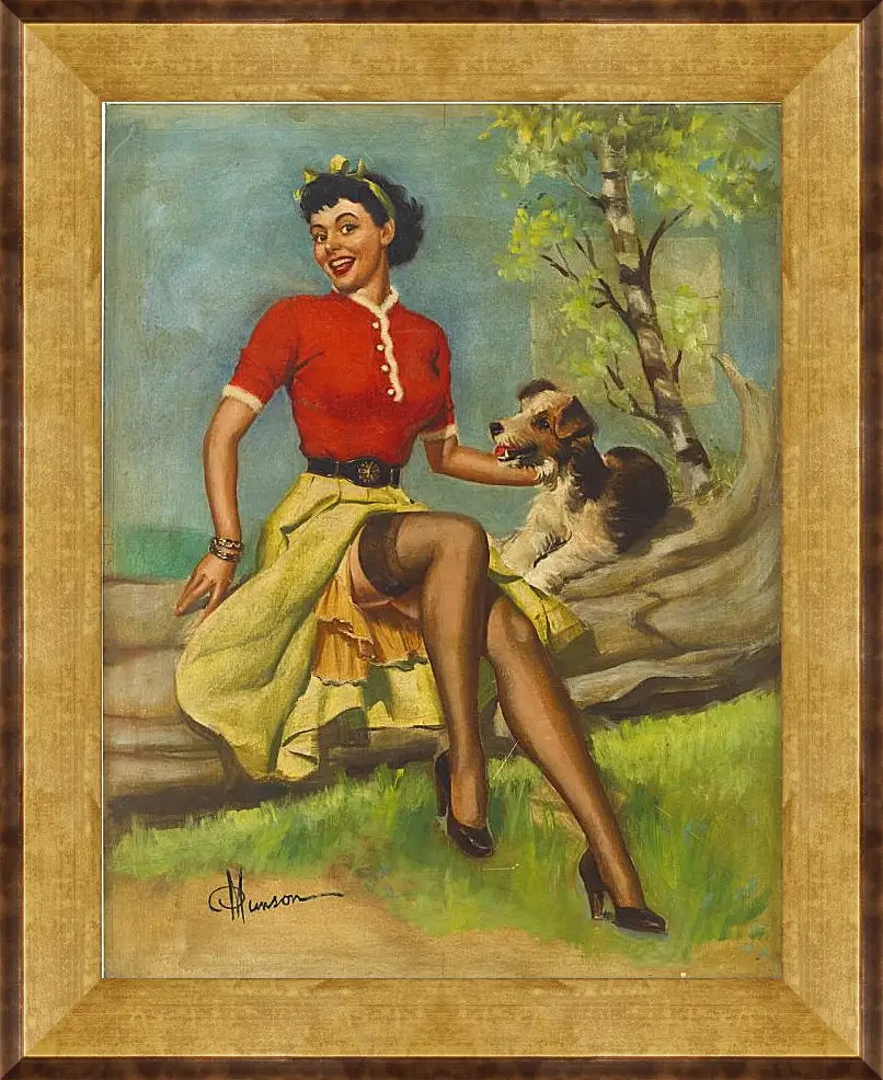Картина в раме - Собачка