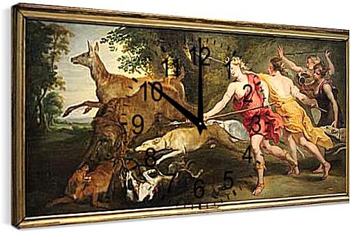 Часы картина - Diana Huntress and Her Nymphs. Питер Пауль Рубенс