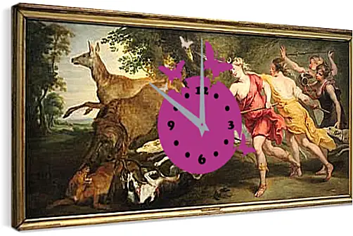 Часы картина - Diana Huntress and Her Nymphs. Питер Пауль Рубенс