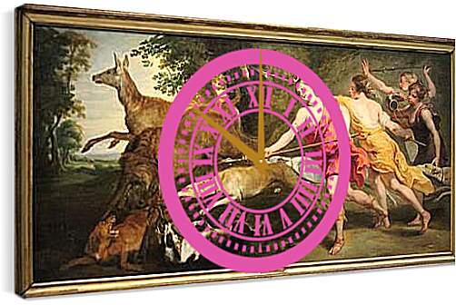 Часы картина - Diana Huntress and Her Nymphs. Питер Пауль Рубенс
