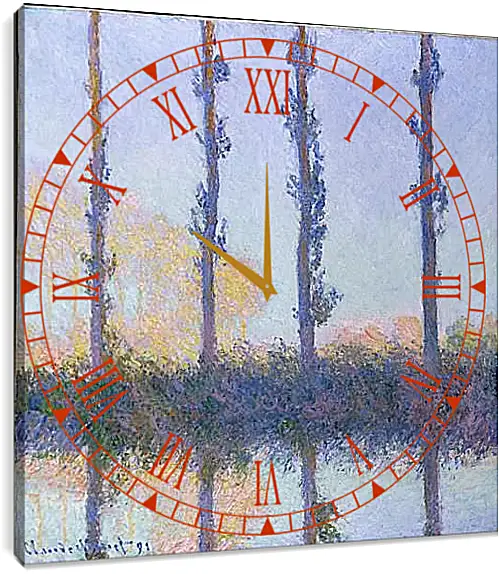 Часы картина - Poplars (Four Trees). Клод Моне