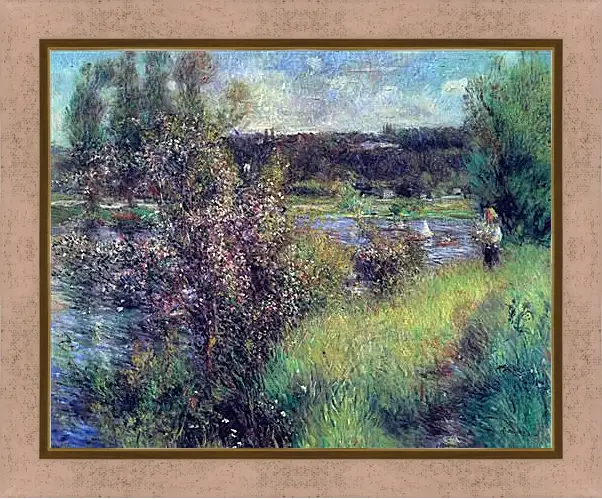 Картина в раме - The Seine at Chatou. Пьер Огюст Ренуар