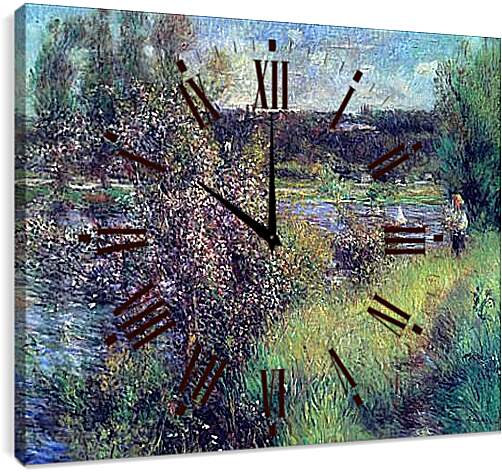 Часы картина - The Seine at Chatou. Пьер Огюст Ренуар