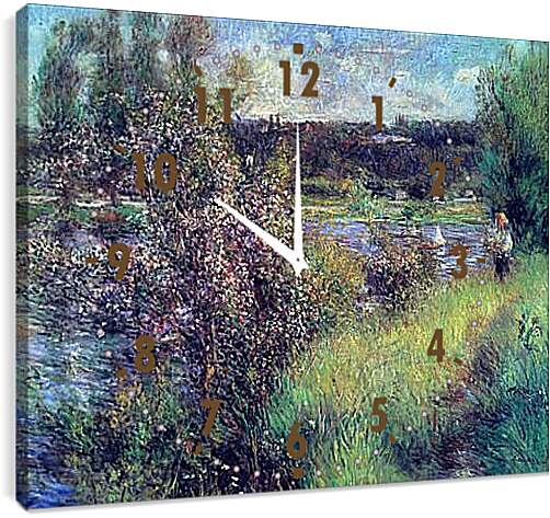 Часы картина - The Seine at Chatou. Пьер Огюст Ренуар