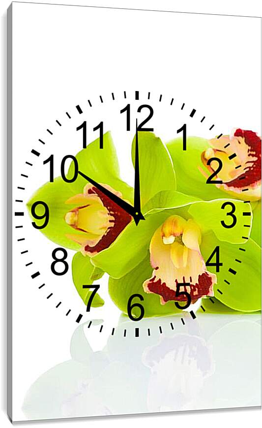 Часы картина - Зеленые цветы