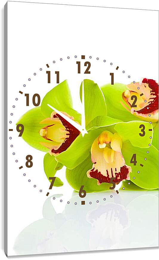 Часы картина - Зеленые цветы