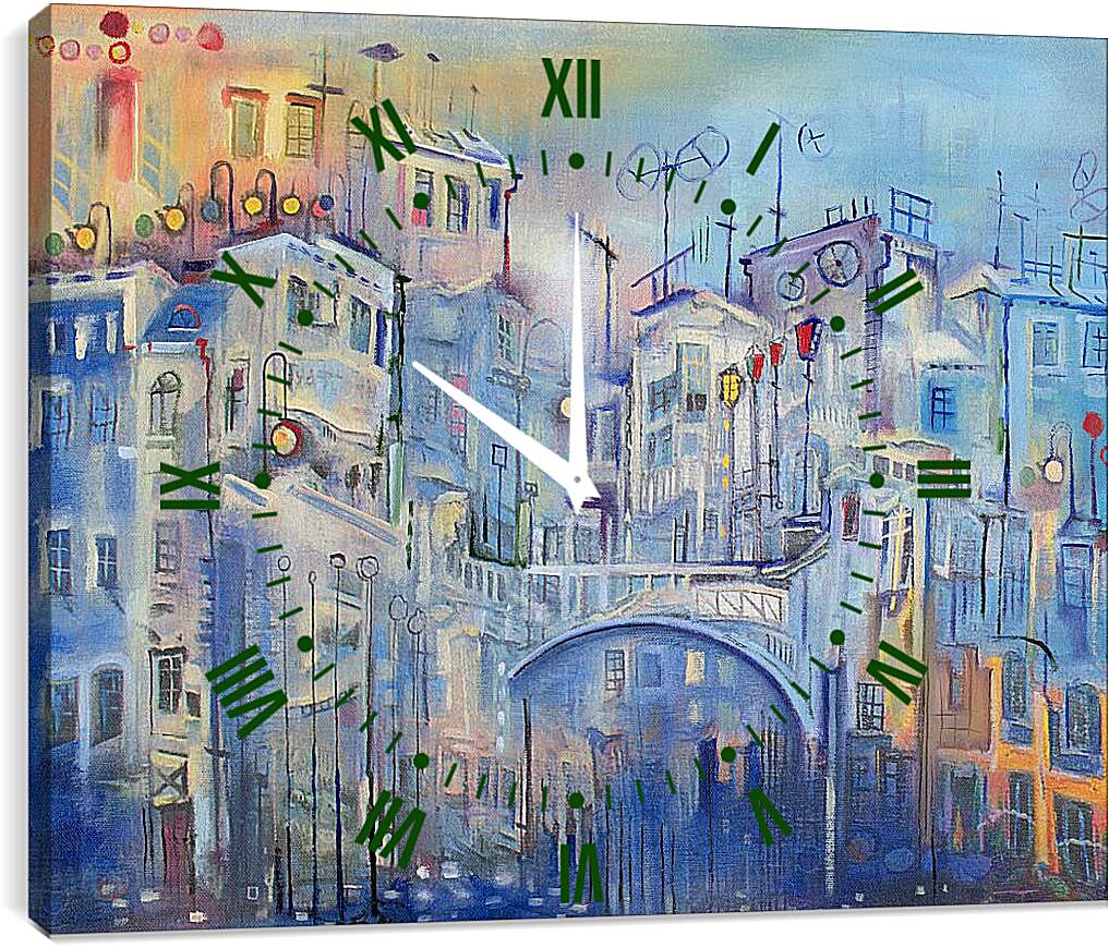 Часы картина - Голубой город