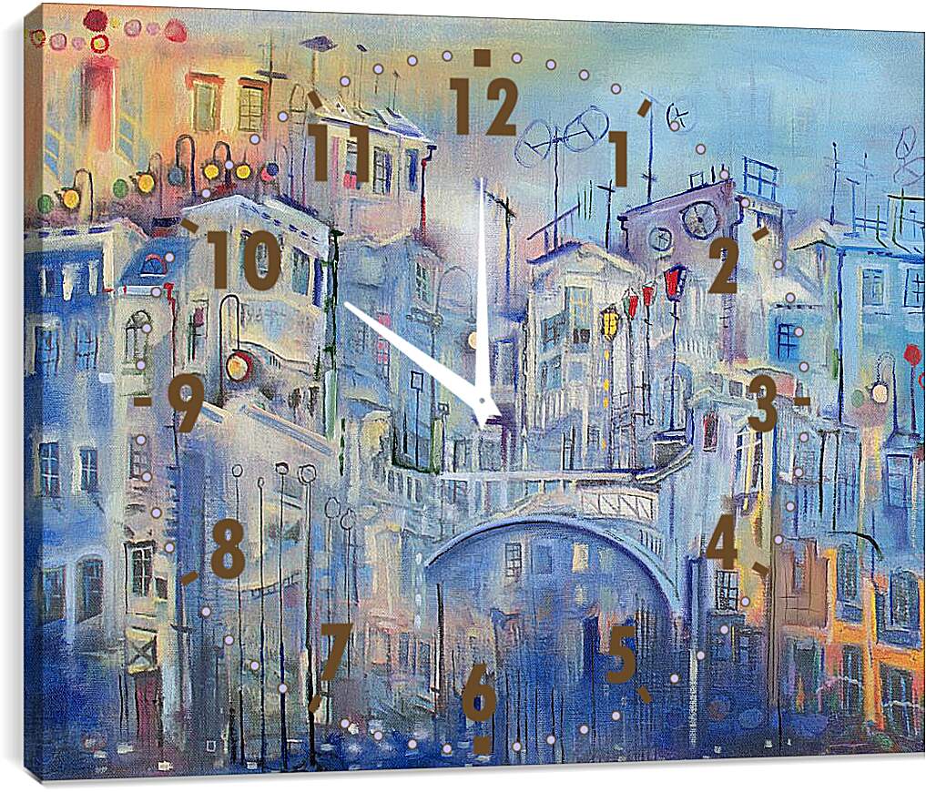 Часы картина - Голубой город