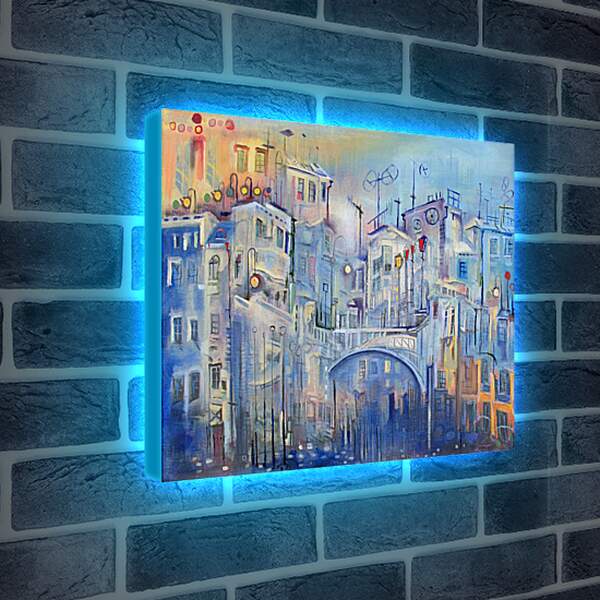 Лайтбокс световая панель - Голубой город