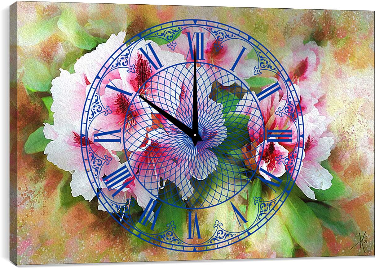 Часы картина - Красивые цветы
