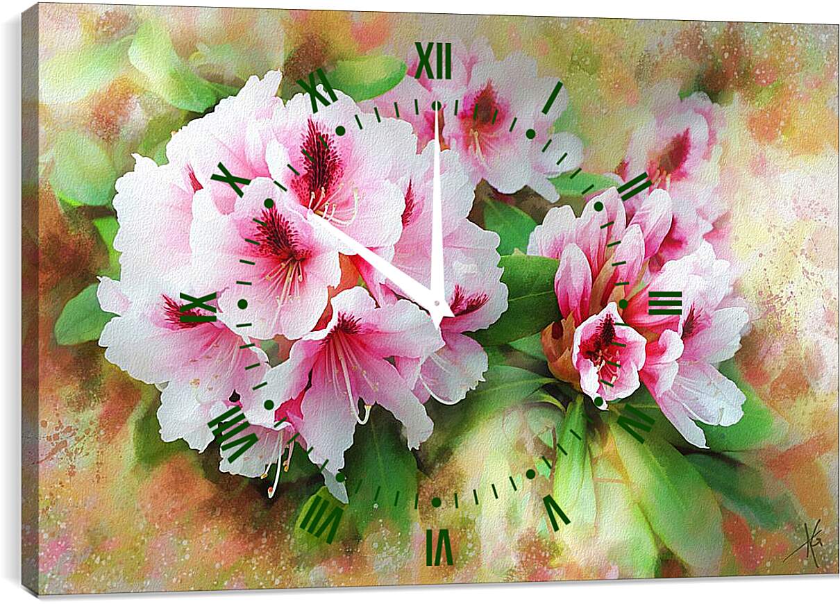 Часы картина - Красивые цветы