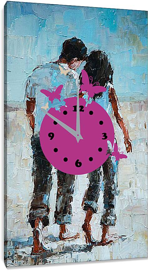 Часы картина - Пара на берегу