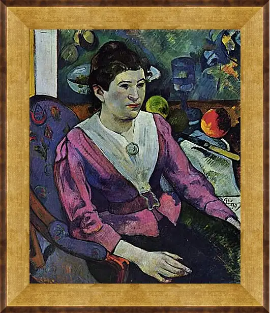 Картина в раме - Portrait de femme a la nature morte de Cezanne. Поль Гоген