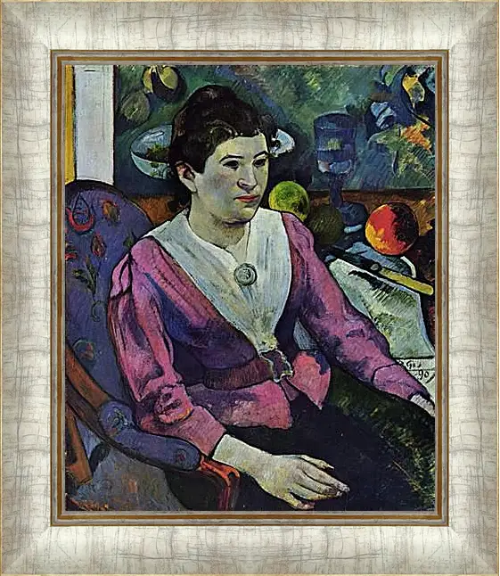 Картина в раме - Portrait de femme a la nature morte de Cezanne. Поль Гоген