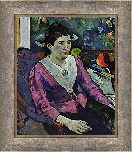 Картина в раме - Portrait de femme a la nature morte de Cezanne. Поль Гоген