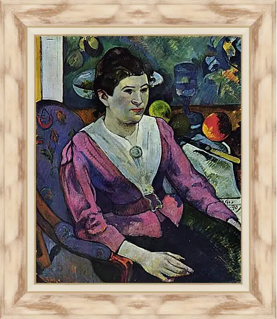 Картина в раме - Portrait de femme a la nature morte de Cezanne. Поль Гоген