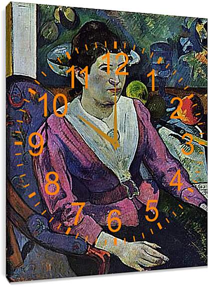 Часы картина - Portrait de femme a la nature morte de Cezanne. Поль Гоген