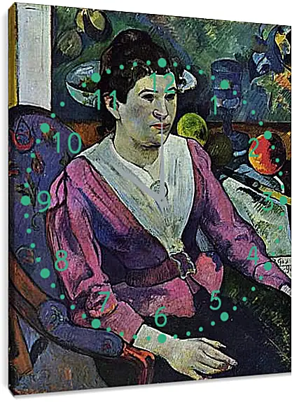 Часы картина - Portrait de femme a la nature morte de Cezanne. Поль Гоген