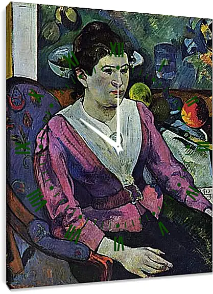 Часы картина - Portrait de femme a la nature morte de Cezanne. Поль Гоген