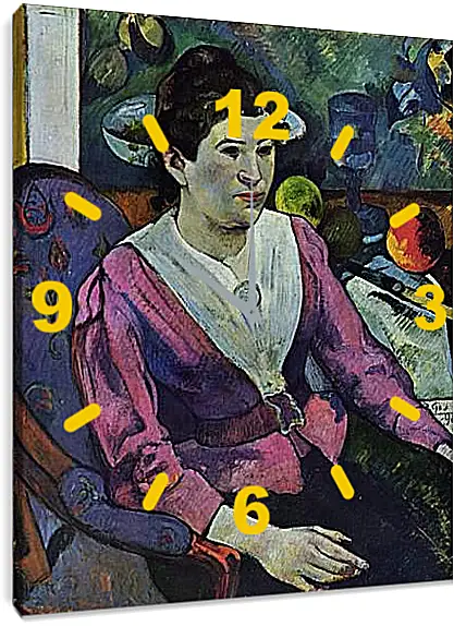 Часы картина - Portrait de femme a la nature morte de Cezanne. Поль Гоген