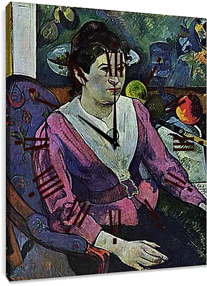 Часы картина - Portrait de femme a la nature morte de Cezanne. Поль Гоген